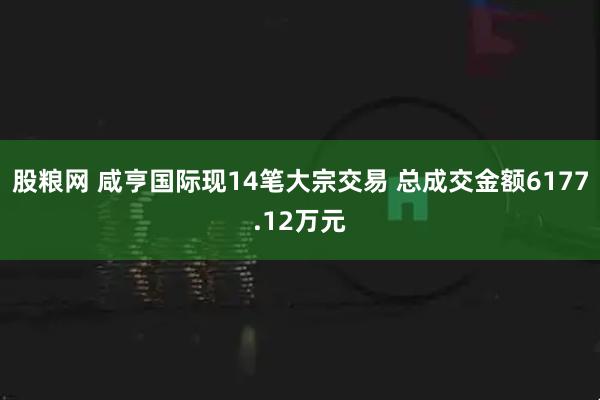 股粮网 咸亨国际现14笔大宗交易 总成交金额6177.12万元