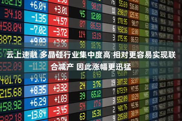 云上速融 多晶硅行业集中度高 相对更容易实现联合减产 因此涨幅更迅猛